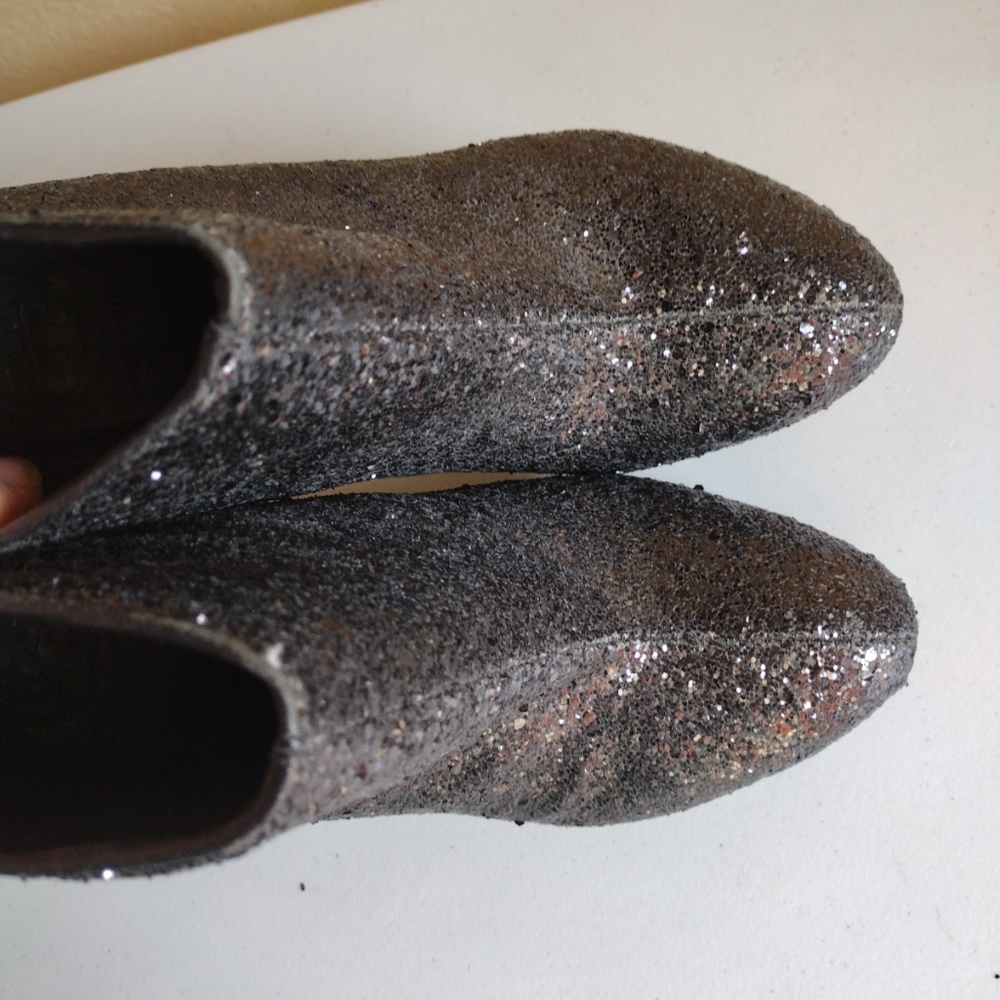Tory Burch All That Glitters Black High Heel Ankle Booties Women's 8.5 Sparkly - Picture 8 of 10